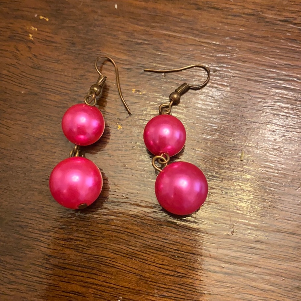 Pink ball earrings